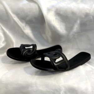 HERMES Rubber Black Aloha Sandals